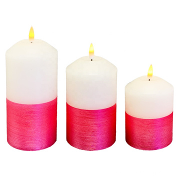 3d real flame pillar wax christmas led candle